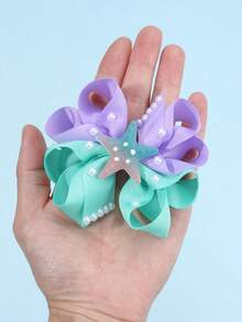 2件套美人鱼造型发夹，沙滩度假风丝带发饰，适合青少年 - 彩色 - 查看 3