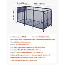 Pool Storage Bin, 69 X 32 X 35 In, Rolling Pool Float Storage Organizer With Side Pockets & Noodles Holder, Durable Metal Frame, Poolside Toys Breathable Mesh Basket For Swimming Pools - Metal stand 69*32*35 inch - 查看 11