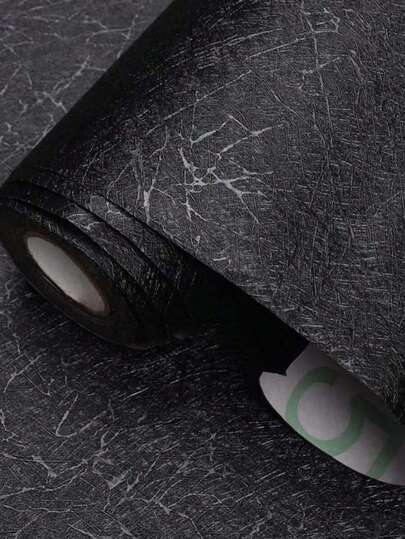 1 Roll Of Silk Texture, Black Contact Self-Adhesive Wallpaper, Removable Sticky Wallpaper, Indoor Wall Decoration, Suitable For Nordic, Japanese, Retro, Industrial Style And Other Home Improvement Styles, Home Decoration, Cabinet Doors, Wardrobes, Dining Tables, Niche Furniture Renovation, Room Decoration