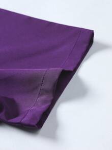 Men's Solid Color Business Casual Short Sleeve Shirt - Purple - View 4