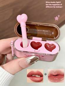 SHAQINUO 1pc Matte & Glossy Dual-Tone Lip Cream With Lip Brush, Moisturizing Long-Lasting Natural Versatile Portable Dual-Color - Nhiều màu - Xem 2