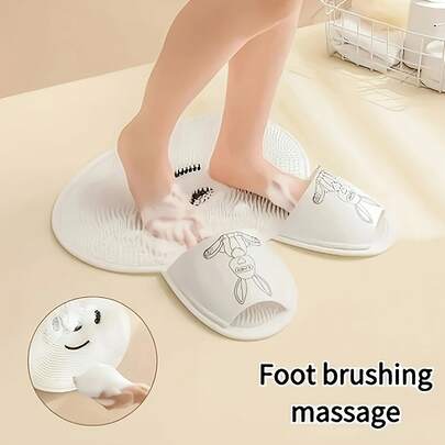 Anti-Slip Foot Massage Bath Mat And Exfoliating Foot/Body Massage Pad - Soft Towel Bathtub Carpet With Back Brush, Suitable For Beige Dead Skin Removal, Extra Large Bathroom Mat, Non-Slip Shower Mat, Bathtub Floor Mat, Bathroom Accessories, Bathroom Floor Mat, Home Spa, Interesting Design, Neutral Decor, Durable Material, Easy-Clean Surface, Self-Care, Cute Home Shower Mat