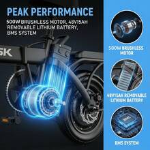 Adult Folding Electric Bicycle, 500W Motor, 48V 15AH Battery, 32 Mph, 14-Inch X 4.0-Inch Tires, Suitable For Daily Commuting And Regular City Riding. - GS3//Max - 查看 4