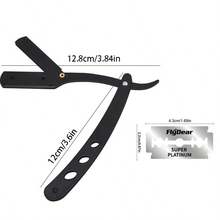 Set Of Men'S Straight Razors With Folding Design For Shaving And Hair Removal, Complete With Blades - Black - View 8