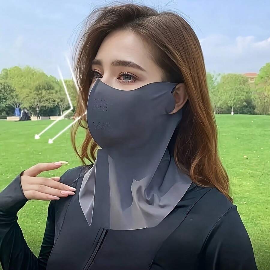 Ice Silk Sun Protection Face Mask With Neck Cover, Breathable Holes, Outdoor Cycling Driving Full Face Sun Block Scarf, Summer - Multicolor - View 1