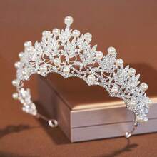 1 Set Bridal Accessories, Classic Elegant Pearl Crown, Luxury Necklace And Earrings 4pcs Jewelry Set, Suitable For Wedding Dress, Gown, Party, Prom - 白色 - 查看 7
