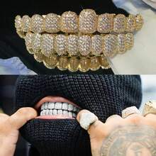 2pcs Unisex Hip Hop Grillz, Rhinestone Punk Style Tooth Jewelry - Multicolor - View 13