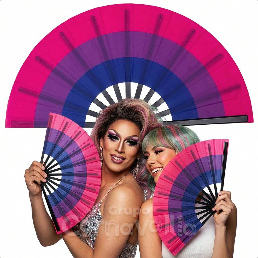 2 Abanico Plástico Bandera Bisexual Lgbt Orgullo Pericon Multicolor Bisexual - 2pcs - Ver 1