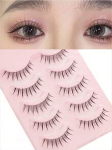 5 Pairs Of Comic-Style Pointed Cat-Eye False Eyelashes, Natural Makeup Anime False Eyelashes, Single-Fine Korean-Style Makeup False Eyelashes, Thick And Exaggerated Japanese Cosplay False Eyelash Extensions - Multicolor - View 8