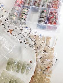 1 Box Nail Art Decorations - Lace, Transparent, White, Colorful, Holographic Hollow Bow Decals, Stickers, Nail Foils For DIY Nail Art, Korean Style - 彩色 - 查看 4