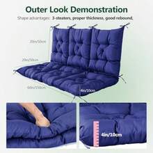 3 Seater Porch Swing CushionThick Cushion For Patio Swing Furniture 3-Person Outdoor Swing Cushiosn With Ties And Storage Bag For Patio Porch Backyard Garden Outdoor Navy Blue 60 * 40 Ingift - Navy Blue - View 2