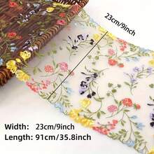 1 buah Kain Renda Jala Bordir Bunga Warna Campuran, Renda Jahit Halus untuk Kerajinan Pernikahan DIY dan Dekorasi Rumah - A - View 3