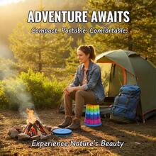 Foldable Telescopic Stool - Portable Outdoor Camping Fishing Activity Chair - Multicolor - View 2