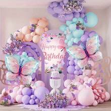 126pcs Butterfly Balloon Wreath Arch Set, Purple Pink Balloons With Large Butterfly Aluminum Foil Balloons, For Weddings, BabyShowers, 1st Birthday Carnival Party Decoration - Butterfly Balloon Set - View 1
