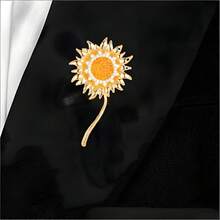 1pc Luxury Sunflower Brooch, Chic Lapel Pin, Sunflower Badge Accessory - Multicolor - View 1