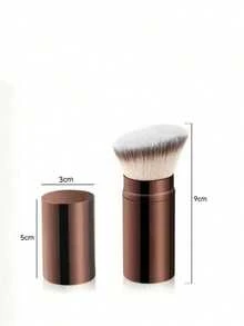 Retractable Face Foundation Brush With Cover, Full Aluminum Tube Foundation Brush, Blush Brush, Powder Brush, Multi-Functional Makeup Brush - Chocolate Brown - View 5