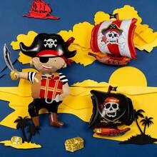 3pcs 90cm Pirate Series Cartoon Decorative Foil Balloon Set, Suitable For Party Decoration, Pirate Ship - View 4