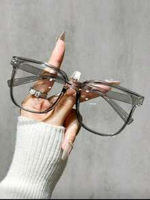 1/3 Pairs Of Unisex Square Clear Glasses, Suitable For Daily Wear As Regular Glasses. The Large Frame Glasses In A Campus Style Can Modify Facial Contours. - Multicolor - View 4