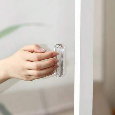 1/4个自粘式橱柜把手，免打孔粘贴式抽屉拉手，适用于玻璃门衣柜推拉门橱柜，无需钻孔，透明把手