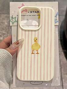 1 chiếc ốp lưng điện thoại TPU thời trang họa tiết vịt sọc hồng dễ thương, bề mặt mờ nhám, bảo vệ toàn diện ống kính, tương thích với Apple 11 12 13 14 15 16 17 Pro Max, A56/55/54/53/52/51, S25/24/23/22/21 Series, chống sốc, phiên bản quốc tế, không phải phiên bản nội địa. - Nhiều màu - Xem 2