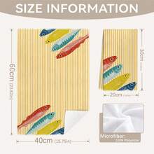 MEMNUN 2 pezzi Asciugamani da cucina estivi moderni con illustrazione di sardine a righe giallo chiaro, 40*60cm, super morbidi e assorbenti in microfibra, decorazione per cucina e casa, lavabili in lavatrice, adatti per sala da pranzo, cucina, decorazione domestica e regali, per tutte le stagioni - Multicolore - Visualizzare 4