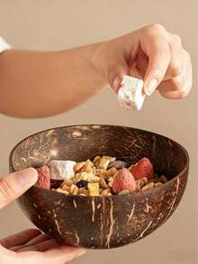 Bộ 2 bát vỏ dừa kèm thìa - Lý tưởng để đựng sữa chua, salad, cơm và các món tráng miệng - Đồ dùng nhà bếp thủ công - Nhiều màu - Xem 3