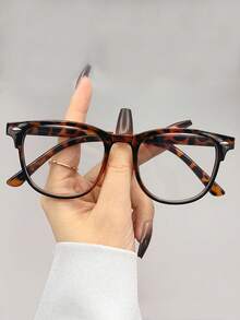 1副男女通用方形镜框眼镜配件，透明镜片，男女通用全框时尚眼镜 - 彩色 - 查看 5