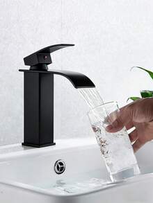 39-Inch Stainless Steel Waterfall Bathroom Faucet, Black Electroplated Single Handle Cold And Hot Water Mixer Tap With Valve Core And Coating Technique, Suitable For Vanity, Sink, Bathroom Basin And Washbasin, Modern Home Essential Upgrade, Luxury Cleaning Water, Suitable For Holiday Gifts And Home Decoration - Multicolor - View 12