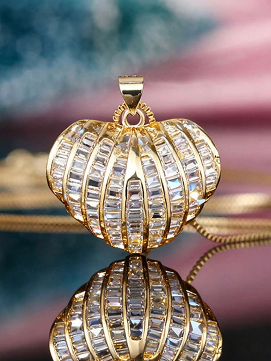 Colar com pingente de zircônia cúbica, peça única, para mulheres, ideal para presente de Dia dos Namorados, noivado, aniversário ou festa. - 1# - Ver 1