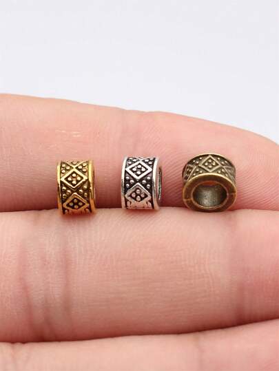 20pcs 7.8x7.8x5.2mm Geometric Rhombus Pattern Large Hole Beads Spacer Beads For DIY Jewelry Making Bracelet Necklace Keychain Phone Chain Making Accessories Handmade Craft Making Findings