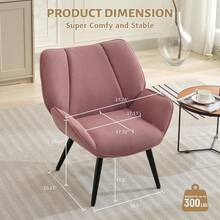 Silla de acento moderno, cómodo sillón de sofá tapizado único, sillas de comedor de sofá de tela de corduroy con piernas mentales, sillón de escritorio de oficina en el hogar para el dormitorio, Balcont - Rosa - Ver 2