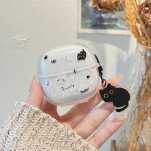 可爱黑白猫咪耳机保护套，兼容 Buds 6 Play/SE、Buds 6、7S、Buds 6 Lite、Buds 6 Pro、8 Pro、Buds 5、6S、Buds 6 Active 无线耳机，创意软壳耳机保护套，女士适用 - 黑白貓咪+掛件 - 查看 19