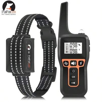 PaiPaitek 1000M Electric Dog Anti Bark Collar,IP67 Waterproof Dog Training Collar For All Size Dogs,Rechargeable Dog Shock Collar