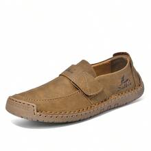 Unisex Casual Slip-On Loafers, Handmade Stitching, Suitable For Outdoor, Spring/Summer, Plus Size - Brown - View 3