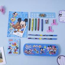 Art Series 14pcs Stationery Set, Back To School Supplies Gift Set, Student Learning Stationery Kit, Cartoon Stationery Set, Pencil, Highlighter, Ballpoint Pen, Label Maker, Sticky Notes, Stickers, Birthday Gift - 1pc Black - View 4