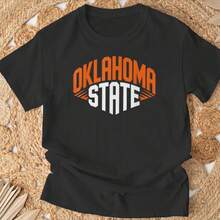 Oklahoma State And Usa Retro Vintage For American T-Shirt Women's T-Shirt Black Soft Cotton Graphic Print T-Shirts For Stylish And Versatile Casual Wear In Daily Life, Parties, And Outings, Sizes S - 3XL, High Comfort & Stretch. - 黑色 - 查看 3