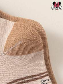 Disney 1/5 Đôi tất trẻ em họa tiết bong bóng, tất cao đến bắp chân kẻ sọc cổ điển thoáng khí, tất hoạt hình mềm mại và thân thiện với da, phù hợp cho bé trai và bé gái mặc hàng ngày, đi học, lễ Phục sinh, quà tặng mùa xuân/hè. - màu nâu - Xem 8