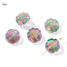 14毫米镀金梅花捷克玻璃珠，中心带孔，五瓣花瓣，DIY手工串珠手链，发夹材料 - 彩色 - 查看 27