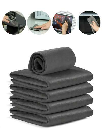 5片加厚魔术清洁布 - 适用于玻璃，不掉毛，超细纤维材质，可重复使用，清洁布适用于窗户、汽车、镜子等。