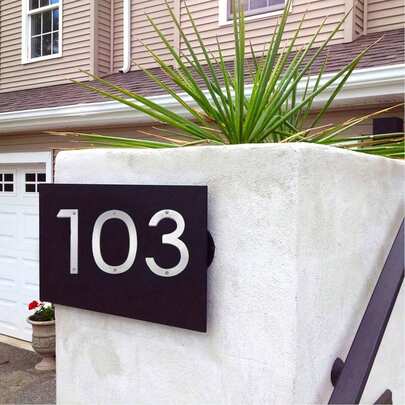 1pc 8-Inch Outdoor Embossed Silver House Number Spring, Home Upgrade Essential, Large Painted Digit Address Plaque Suitable For House Doors, Farmhouses, Streets, Embossed Inlaid House Number Decor, Easter Home Decor, Mother's Day Gift, Spring Renovation Must-Have, Backyard Upgrade Kit