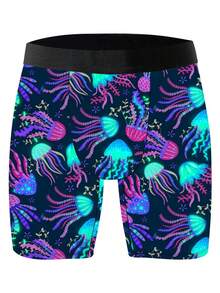1 chiếc quần boxer nam kiểu dáng độc đáo, họa tiết biển sâu mộng mơ, chủ đề sinh vật biển, chất liệu vải dệt kim, kiểu dáng thể thao rộng rãi, thoáng khí và thấm hút mồ hôi, mềm mại và thân thiện với da, quần lót boxer thể thao thường ngày. - Nhiều màu - Xem 3