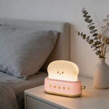 Desk Decor Toaster Lamp, Rechargeable Small Lamp With Smile Face Toast Bread Cute Toaster Shape Room Decor Night Light For Bedroom, Bedside, Living Room, Dining, Desk Decorations, Gift,Decoración Habitation,Lampara Mesita De Noche - Sầu riêng đỏ - Xem 4