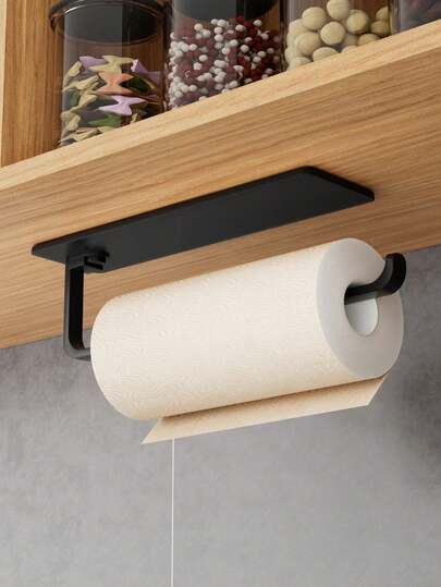 1pc Modern Kitchen Paper Towel Holder - Hanging Paper Towel Rack, Space-Saving Vertical Holder, Self-Adhesive Wall Mount Design, Sturdy Plastic Construction, Bathroom Accessory, Suitable For Commercial And Residential, Essential For Small Apartments