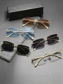 5 Boxes, 2 Boxes, 1 Box Fashionable Metal Ocean Style High-End Fashion Glasses For Women - Gold - View 8