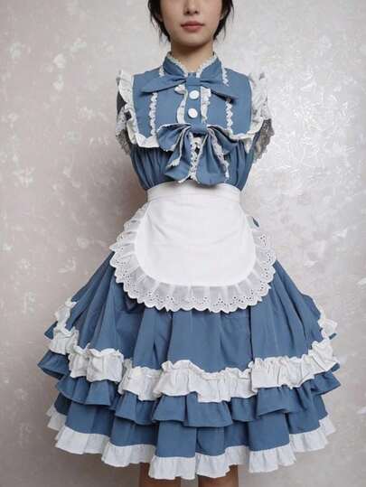 Maid Rollenspiel Schürze, Maid Cosplay Kostüm, Halbschürze, Kellnerin Diener Outfit, Maid Schürze, süßer Prinzessinnenstil Schürze, Alltagsschürze, modische kleine Koch Schürze, Maid Schürze süßer Prinzessinnenstil Schürze Soft Girl Alltags Lätzchen süßes Outfit Schürze.