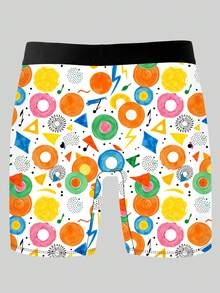 DOKER 1 chiếc quần boxer nam độc đáo, in hình nhạc vinyl, họa tiết vẽ tay vui nhộn, chất liệu vải dệt kim, kiểu dáng thể thao rộng rãi, thoáng khí và thấm hút mồ hôi, mềm mại và thân thiện với da, quần lót boxer thể thao thường ngày. - Nhiều màu - Xem 4
