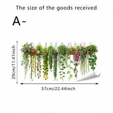 1件绿色垂蔓墙贴，热带植物和多肉植物设计，可重复使用的乙烯基贴纸，易于粘贴，适用于客厅、走廊和玄关的墙面装饰。 - 多色 - 查看 13