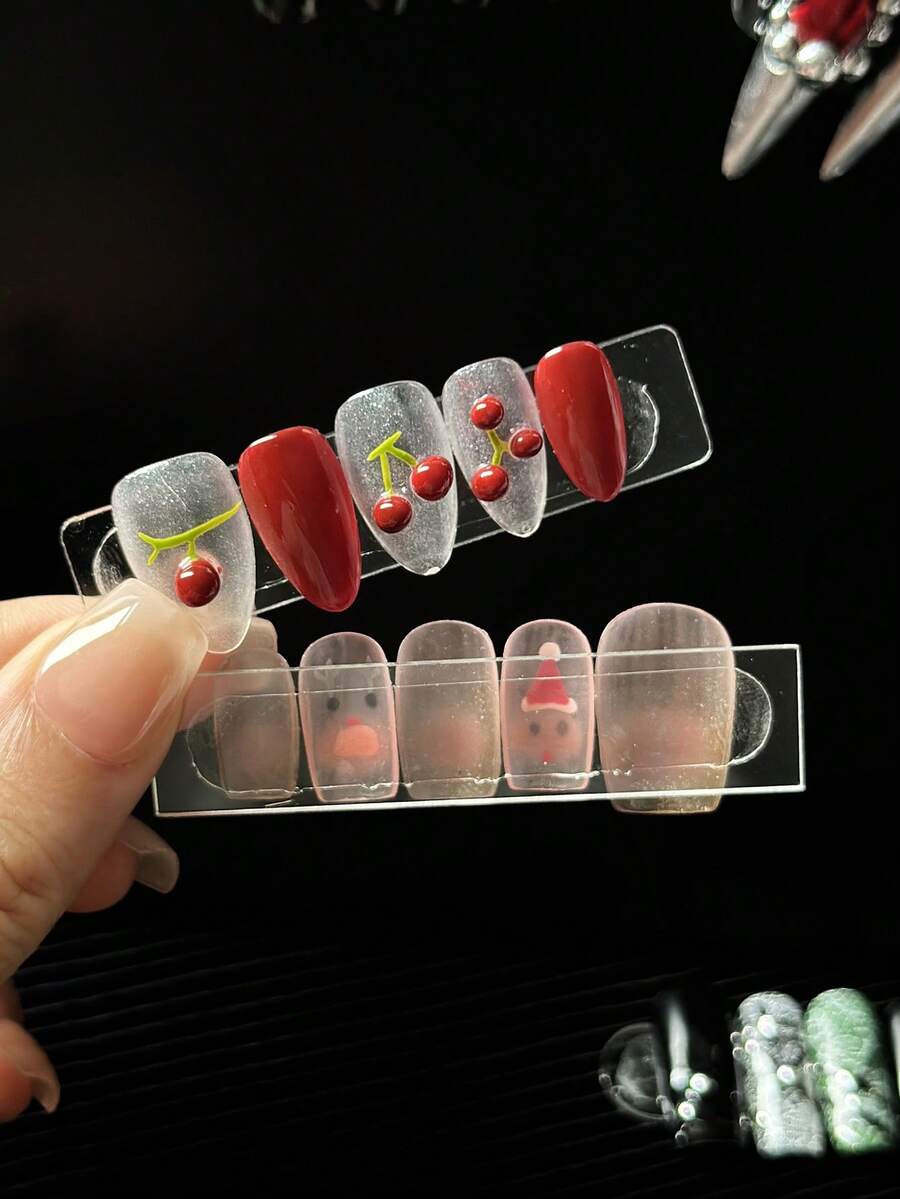 50 Tấm trưng bày móng tay giả acrylic dán sẵn, có nam châm hút, có thể tái sử dụng, dùng trong salon làm móng. - Trong sáng - Xem 1