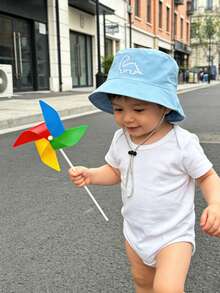 1pc/2pcs Kids Dinosaur Pattern Bucket Hat, Solid Color Sun Protection Hat, Suitable For Outdoor Sun Protection And Daily Casual Wear - Multicolor - View 3