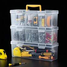 Juego de 7 piezas (6 cajas pequeñas y 1 caja grande) Caja de almacenamiento de accesorios de herramientas, organizador de herramientas portátil con múltiples compartimentos transparente, caja de almacenamiento y clasificación de piezas de ferretería, juguetes y otros elementos para el hogar - multicolor - Ver 6